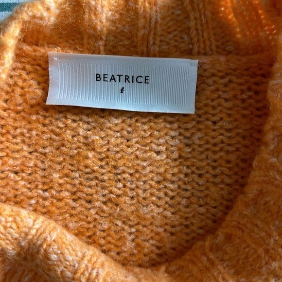 Beatrice .b Women’s Wool Blend Orange Sweater Anthropologie Oversized Size S - Picture 6 of 10